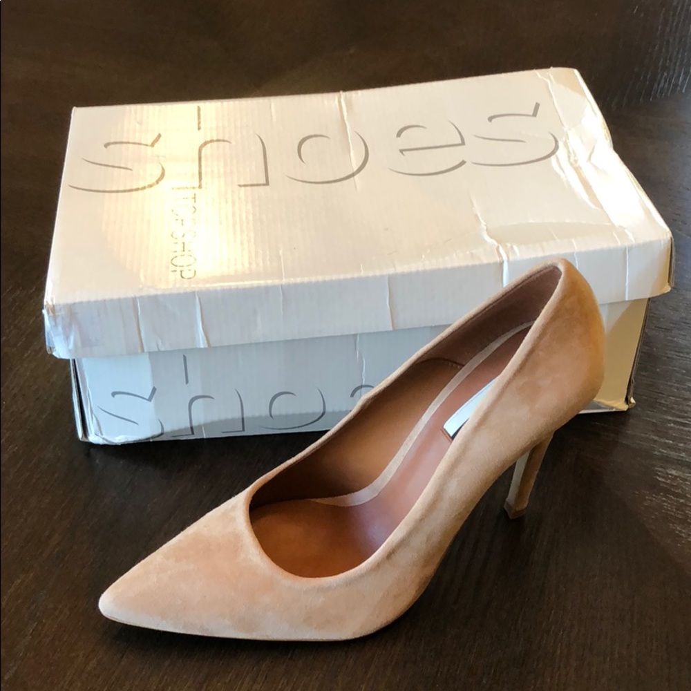 Nude suede high heels
